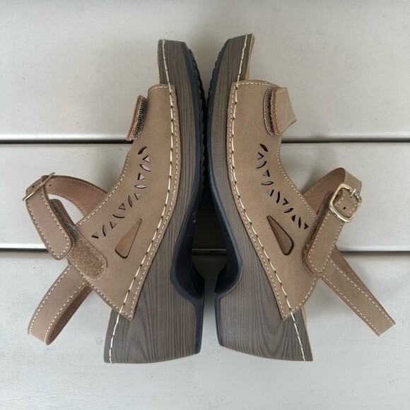 Patrizia Perfectay Buckle Slingback Cut Out Design Brown Open Toe Sandals 7 - Picture 5 of 6